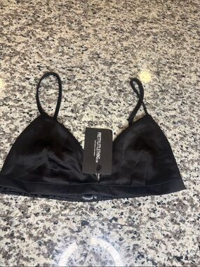 PrettyLittleThing Black Satin Triangle Bralette